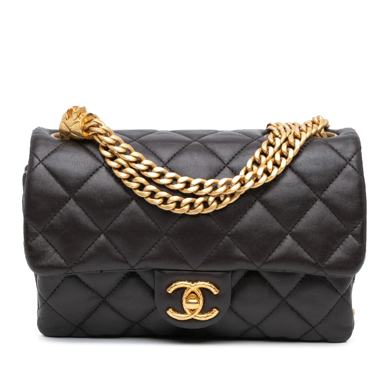 Chanel Lightweight Handbag for Daily ErrandsBrown Chanel Small Quilted Lambskin Pillow Crush Flap Shoulder Bag