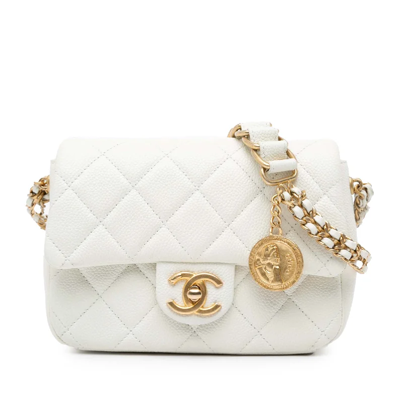 Chanel Quilted Leather Shoulder Bag for FashionistasWhite Chanel Small Quilted Caviar Twist Your Buttons Flap Crossbody Bag