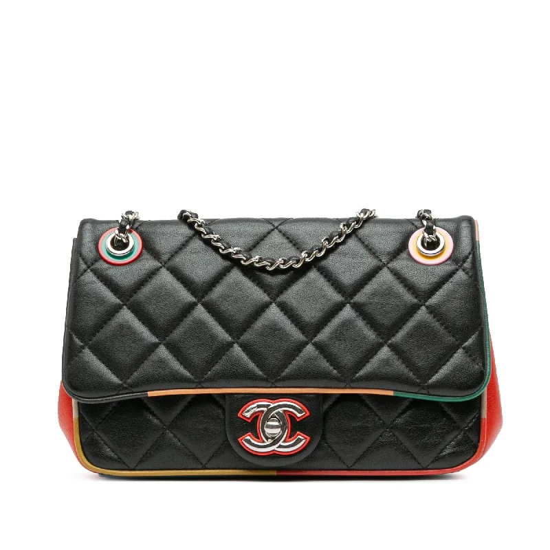 Chanel New Arrival Handbag with Gold HardwareBlack Chanel Small Quilted Lambskin Cuba Color Flap Crossbody Bag