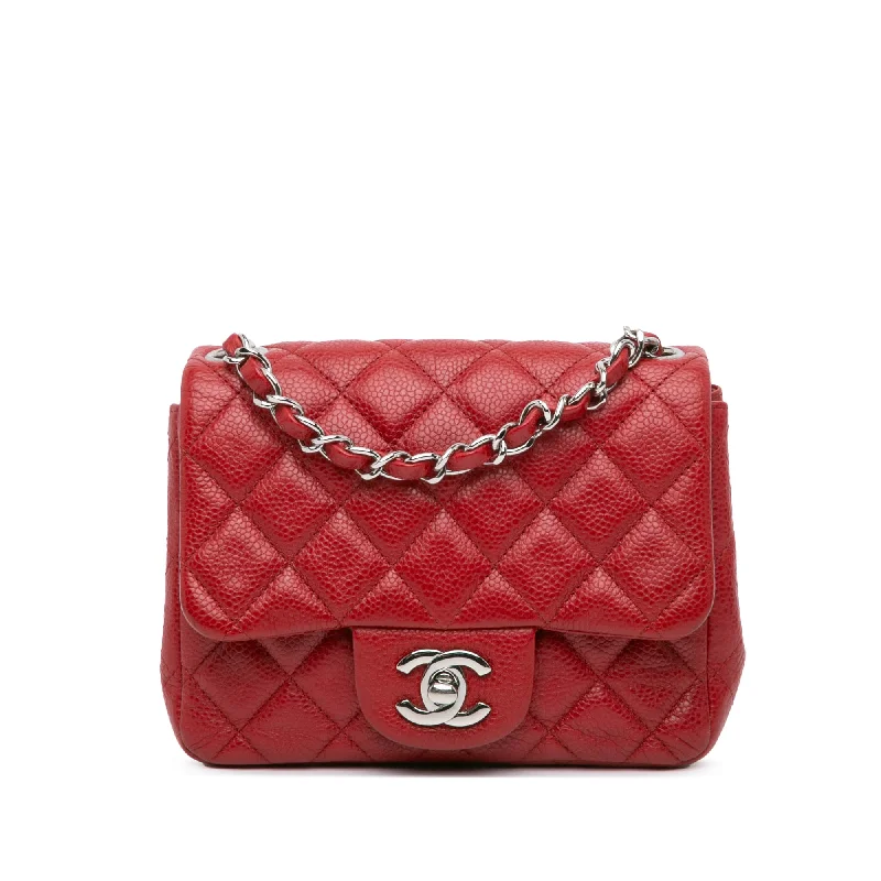 Chanel Small Crossbody Bag for TravelRed Chanel Mini Square Classic Caviar Single Flap Crossbody Bag