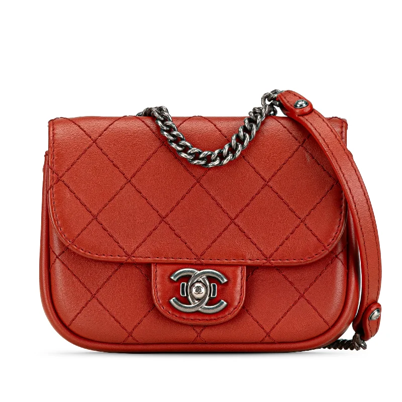 Chanel Luxury Handbag for High - End EventsRed Chanel Paris Dallas Goatskin Wild Stitch Flap Crossbody Bag