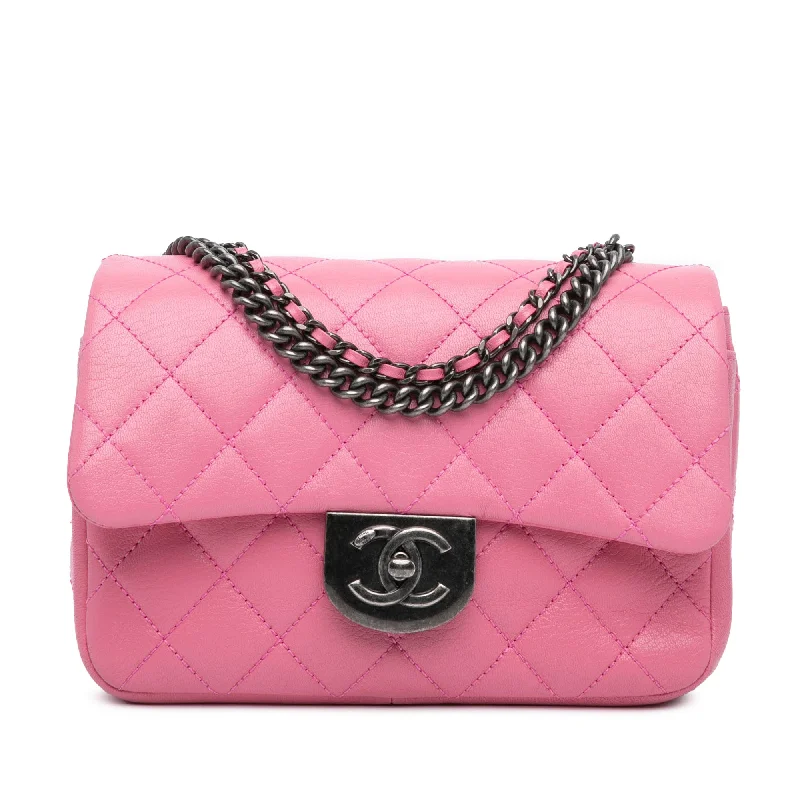 Chanel All - Match Handbag for Versatile StylingPink Chanel Small Goatskin Double Carry Waist Chain Flap Satchel