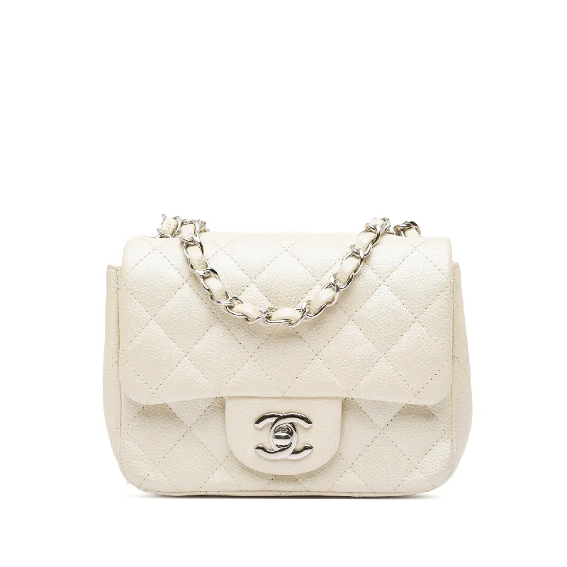 Chanel Quilted Leather Shoulder Bag for FashionistasWhite Chanel Mini Square Classic Caviar Single Flap Crossbody Bag