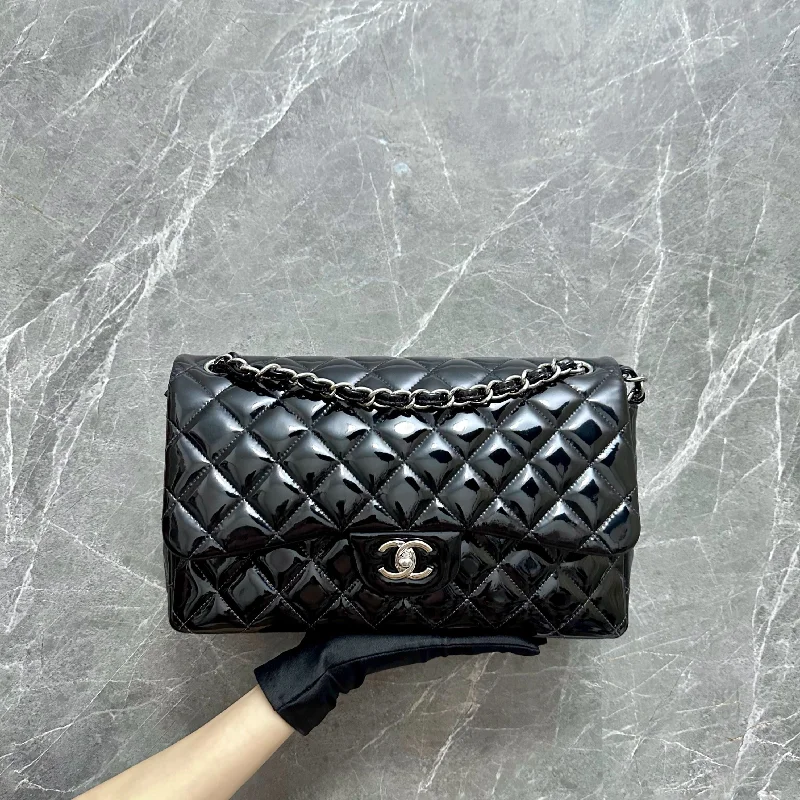 Chanel Vintage Inspired Handbag for Retro Lovers*Recolor* Jumbo Double Flap Patent Leather Black SHW