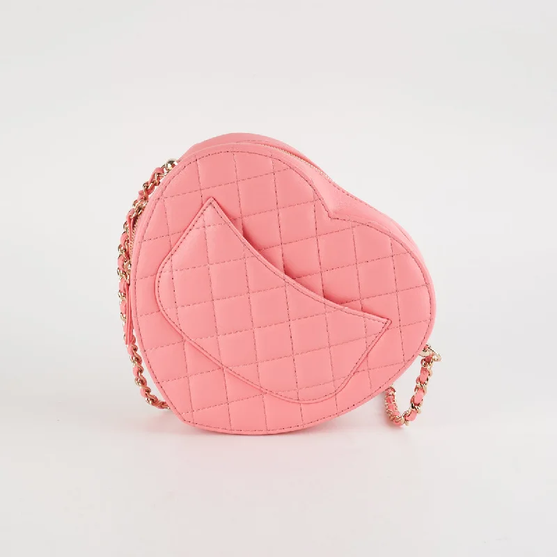 Chanel All - Match Handbag for Versatile StylingChanel Heart Bag Large Lambskin Pink (Microchipped)