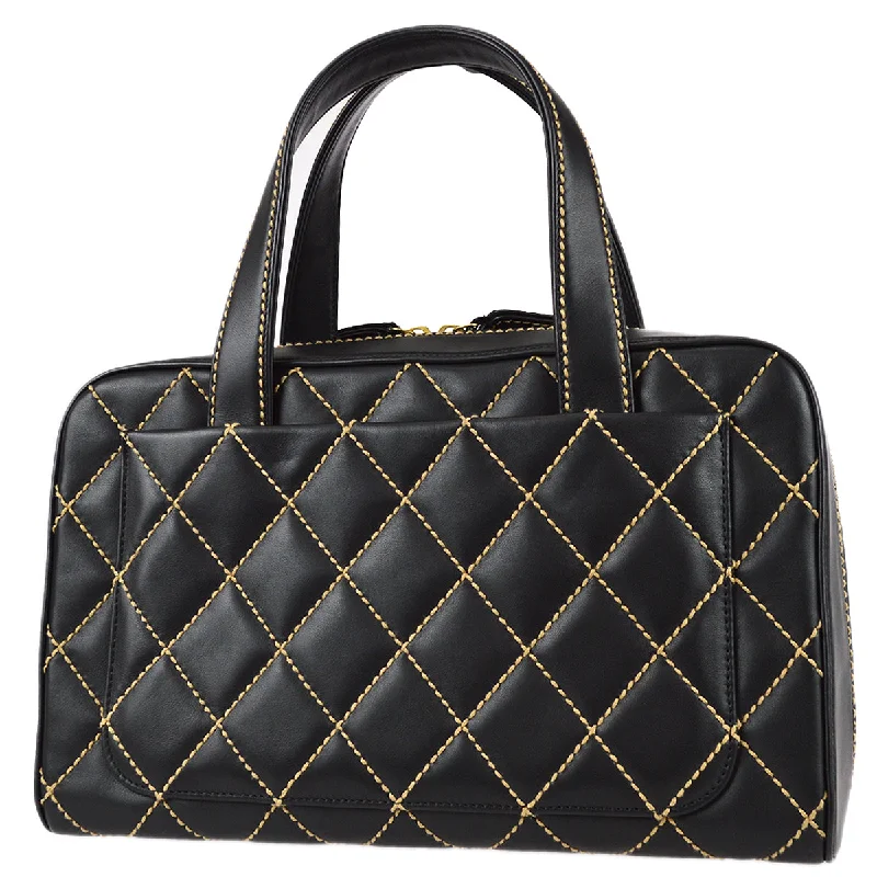 Chanel Medium Tote Bag for Office LadiesChanel Wild Stitch Handbag Black Calfskin