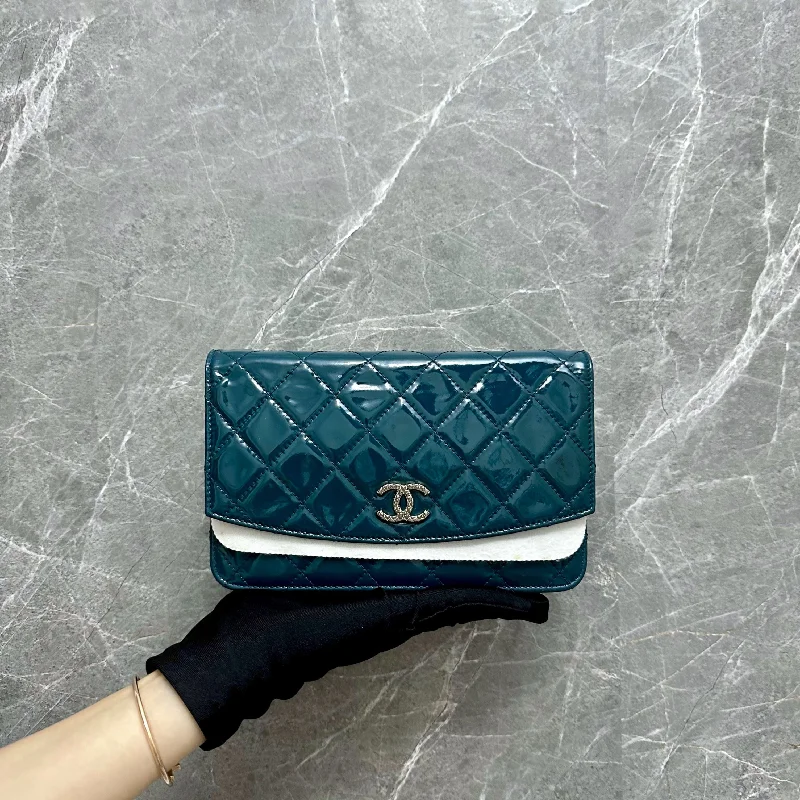 Chanel Luxury Handbag for High - End EventsWallet On Chain WOC Patent Leather Blue