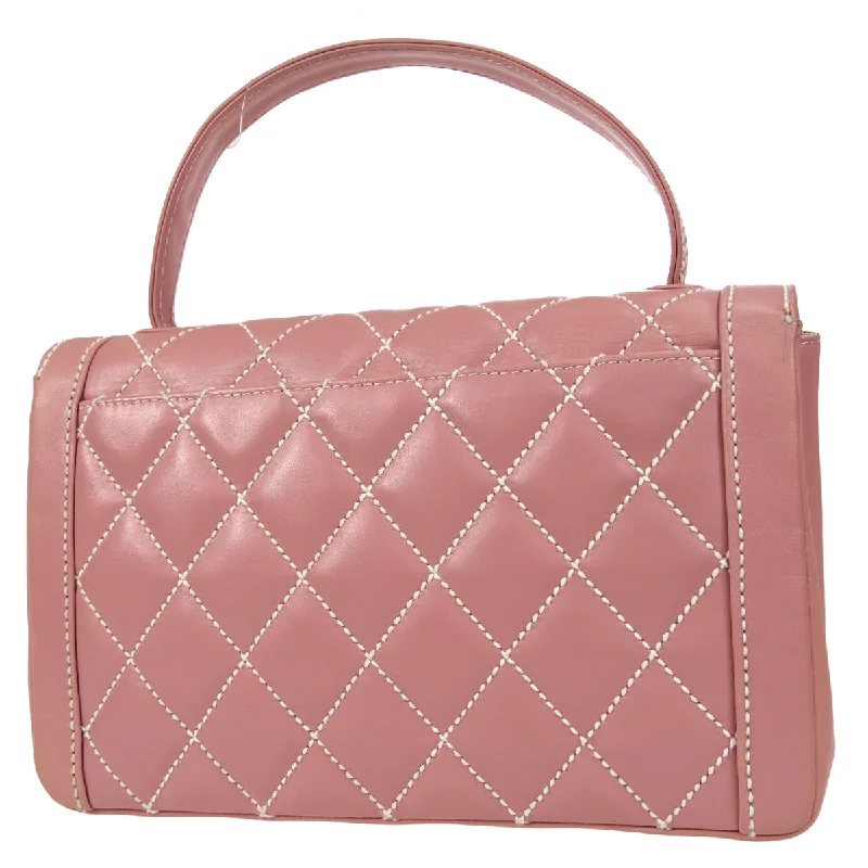 Chanel Black Handbag for Business MeetingsCHANEL Wild Stitch Handbag Pink Calfskin