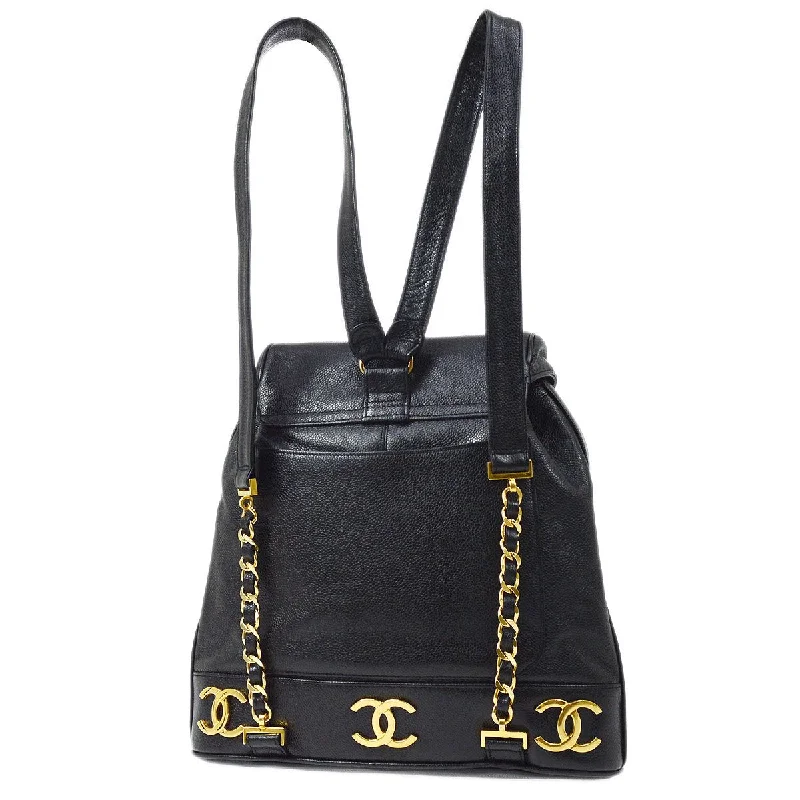 Chanel Lightweight Handbag for Daily ErrandsCHANEL vintage Triple CC Backpack Black Caviar