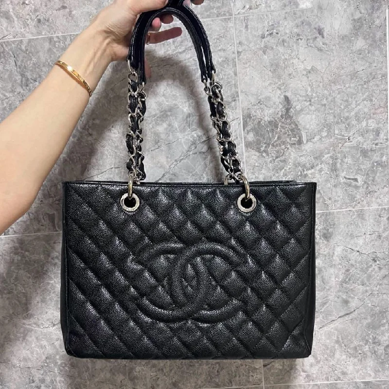 Chanel Handbag with Adjustable Strap for ComfortBlack Caviar NO.14 Grand Shopping Tote GST (SHW)