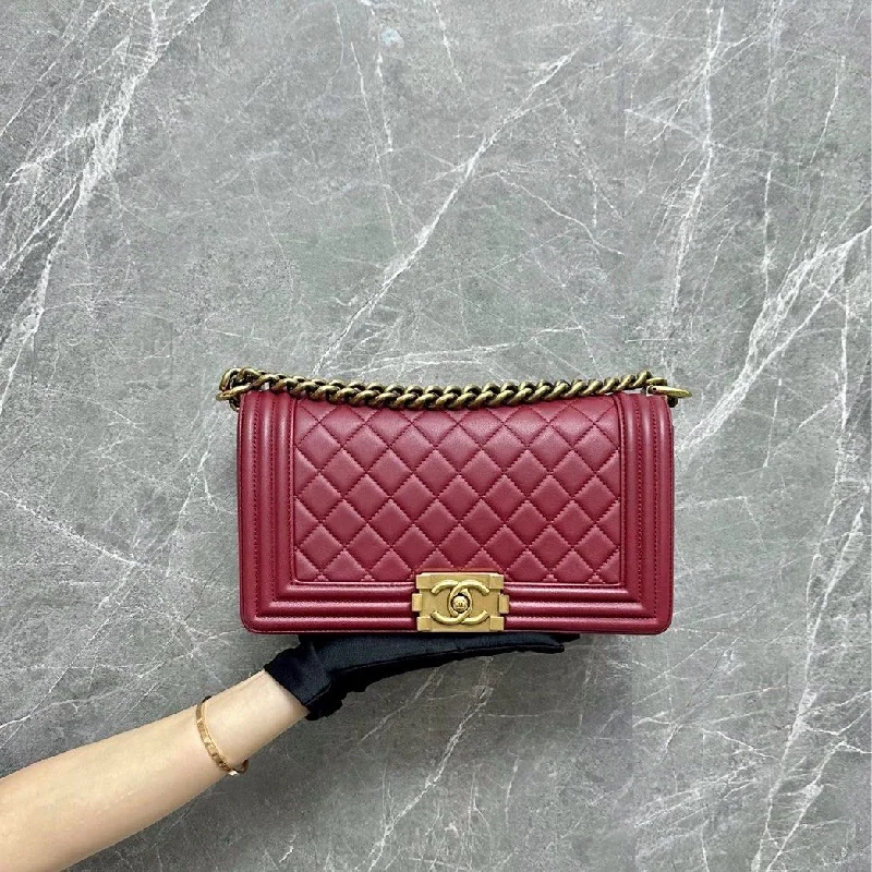 Chanel Limited Edition Handbag for CollectorsBoy Medium Lambskin Burgundy Gold No 19