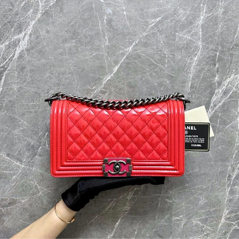 Chanel Lightweight Handbag for Daily ErrandsBoy Medium Patent Leather Cherry No 17