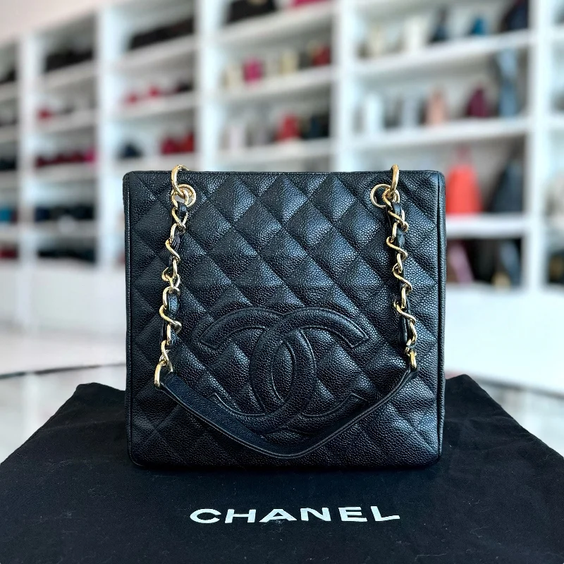 Chanel Quilted Leather Shoulder Bag for FashionistasCaviar PST Petite Shopping Tote Black GHW No 11