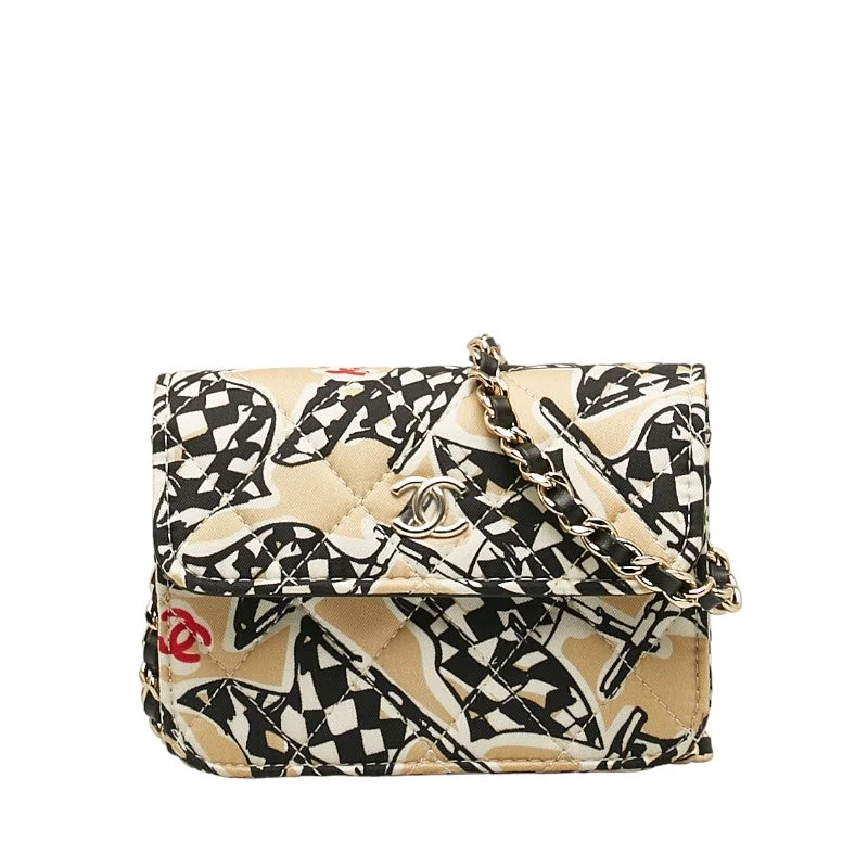 Chanel Vintage Inspired Handbag for Retro LoversChanel Checker Flag Year-End  Mini Chain houlder Bag Beige Multicolor Canvas  CHANEL