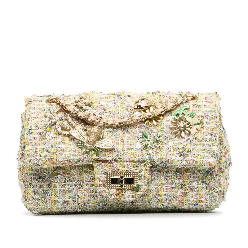 Chanel Limited Edition Handbag for CollectorsCHANEL 2.55 Flap Chain Shoulder Bag in Tweed Multicolor Insects Pattern