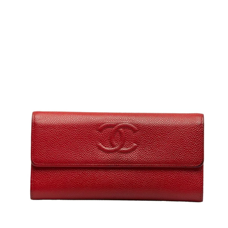 Chanel Luxury Handbag for High - End EventsChanel Cocomark Long Wallet Red Caviar   Chanel