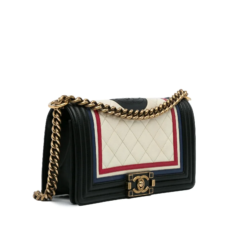 Chanel Colorful Handbag for Spring OutfitsChanel Crest-Embellished Medium Boy Bag (0OF1ya)