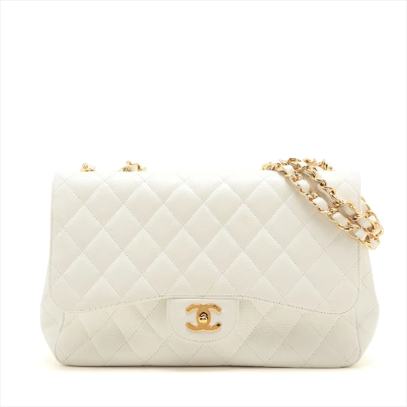 Chanel Quilted Leather Shoulder Bag for FashionistasCHANEL DECAMATRASE Caviar S Single Flap Double Chain Bag White Gold  11th