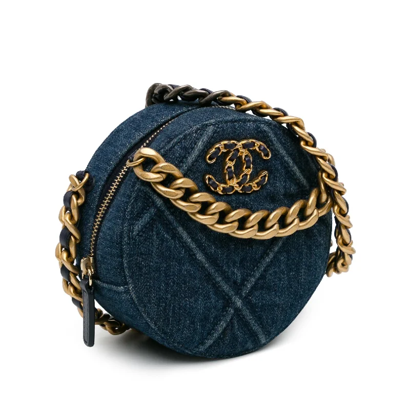 Chanel New Arrival Handbag with Gold HardwareChanel Denim 19 Round Clutch with Chain (NNHtw0)