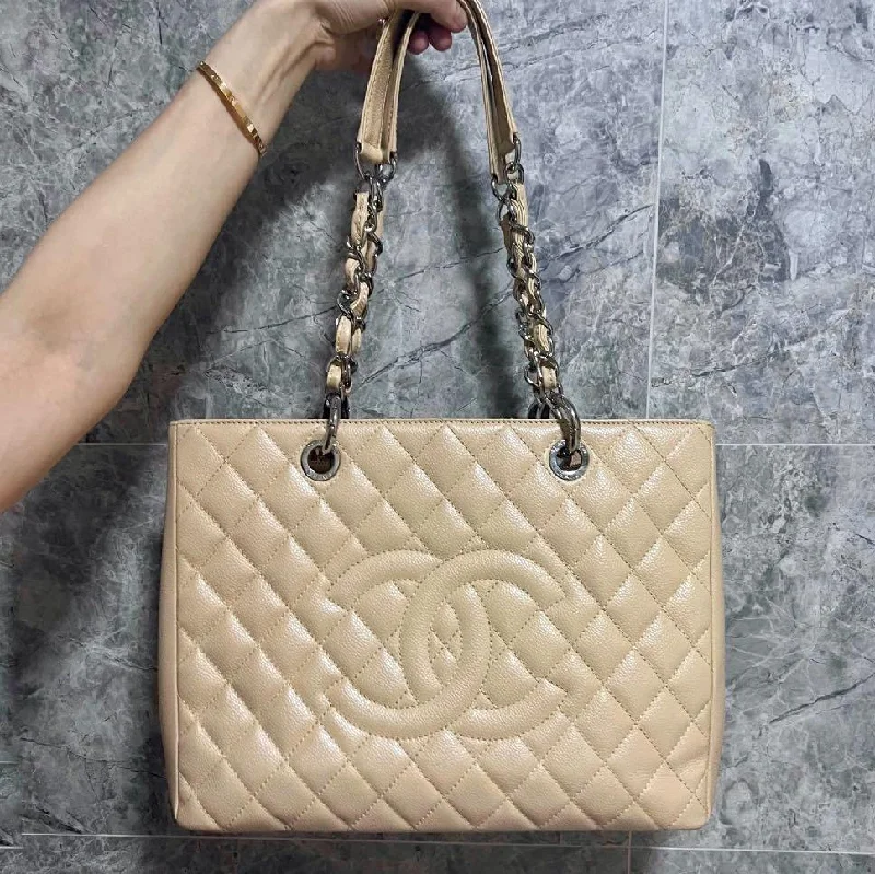 Chanel Medium Tote Bag for Office LadiesGST Caviar Grand Shopping Tote Beige Leather No 16