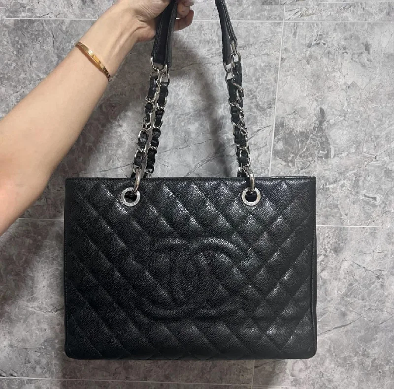 Chanel Designer Handbag with Unique DesignGST Caviar Grand Shopping Tote Black No 16 with card