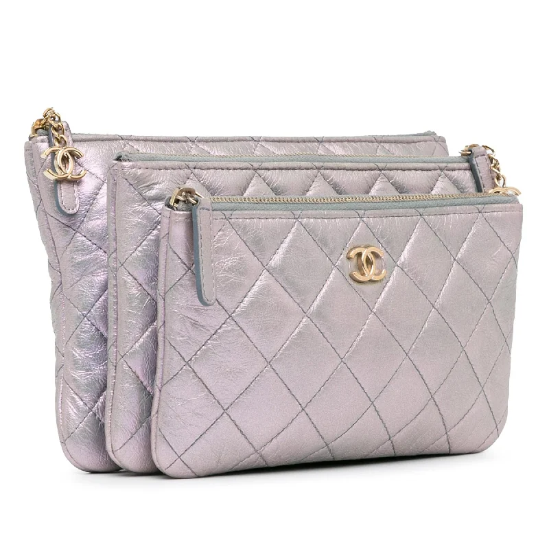 Chanel Lightweight Handbag for Daily ErrandsChanel Iridescent Crumpled Calfskin Trio Cosmetic Case (znMKyB)