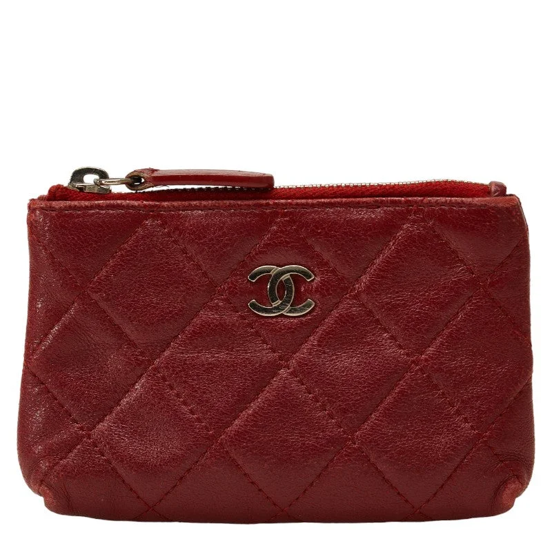 Chanel All - Match Handbag for Versatile StylingChanel Matrases Cocomark Coin Cases Wine Red  Leather  CHANEL