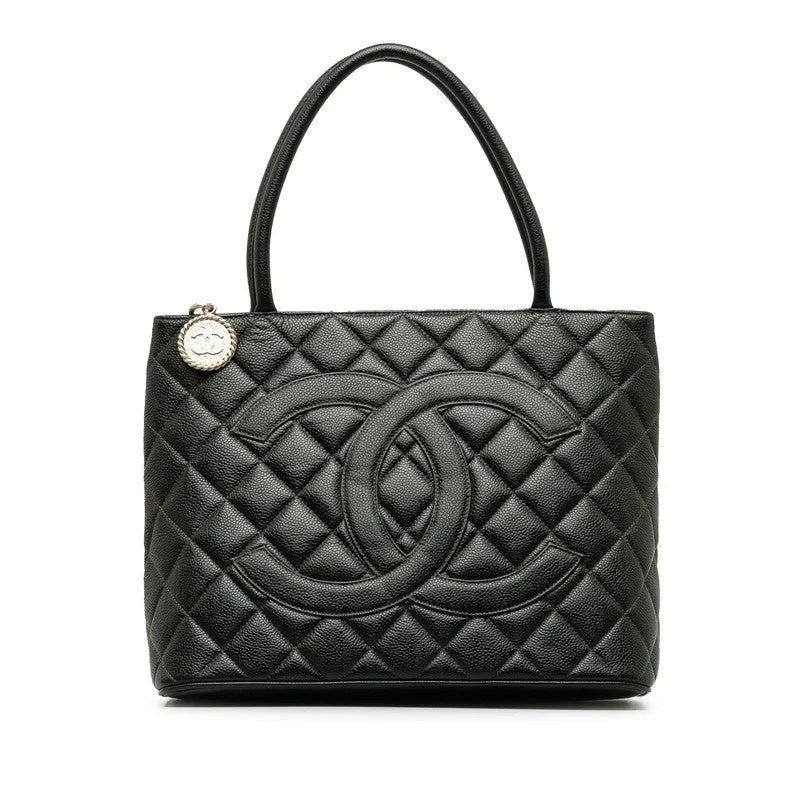 Chanel Vintage Inspired Handbag for Retro LoversChanel Matrases Medallion   ilver  Tooth Bag Shoulder Bag Black Caviar S Leather  CHANEL