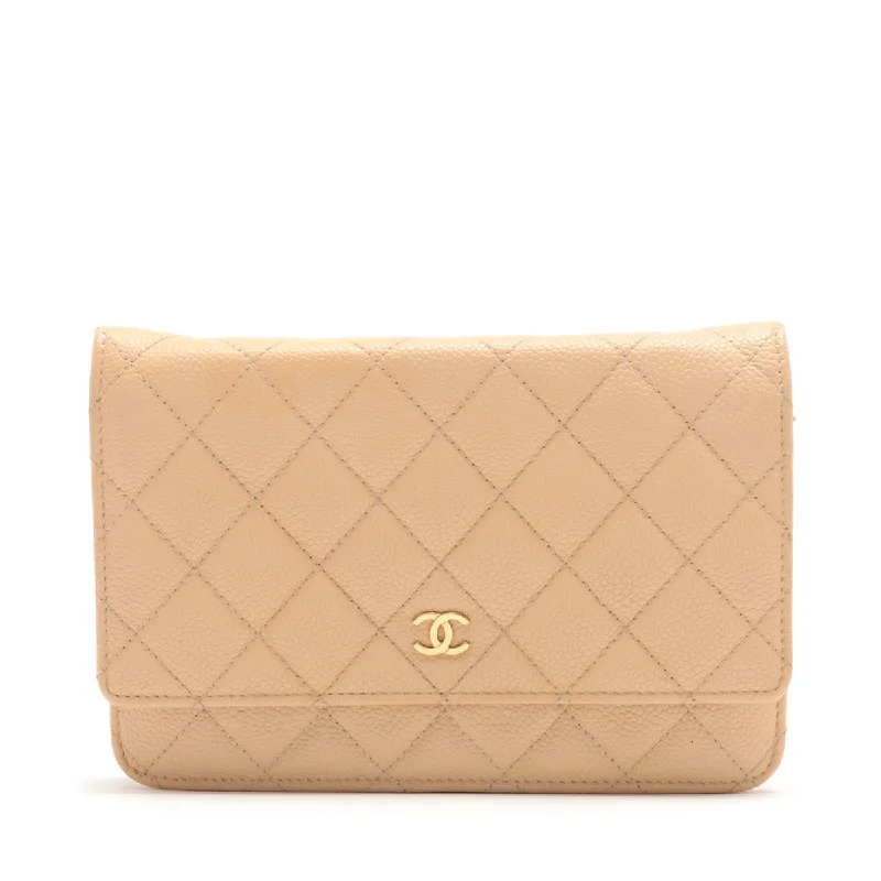 Chanel New Arrival Handbag with Gold HardwareChanel Matrasse Caviar S Chain Wallet Beige Gold