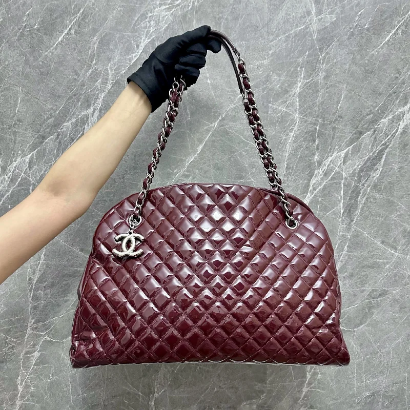 Chanel All - Match Handbag for Versatile StylingModemoiselle Large Bowling Bag Burgundy Patent Leather