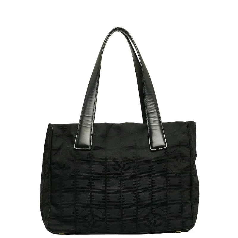 Chanel Handbag with Adjustable Strap for ComfortChanel New Label Line  PM houlder Bag Black Nylon Leather Canvas  CHANEL