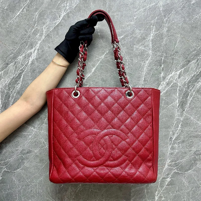 Chanel Designer Handbag with Unique DesignPST XL Burgundy Petite Shopping Tote Caviar SHW