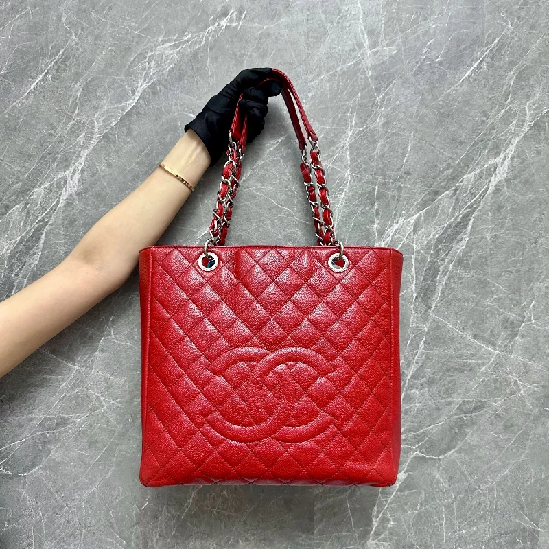 Chanel Quilted Leather Shoulder Bag for FashionistasPST XL Caviar Petite Shopping Tote Red No 17