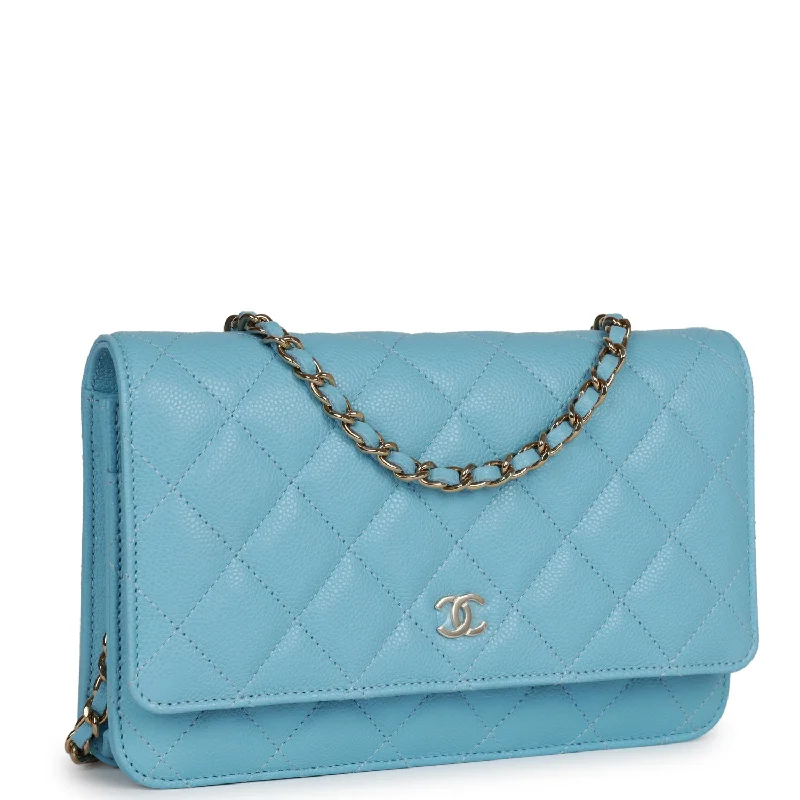 Chanel Luxury Handbag for High - End EventsChanel Wallet on Chain WOC Blue Caviar Light Gold Hardware