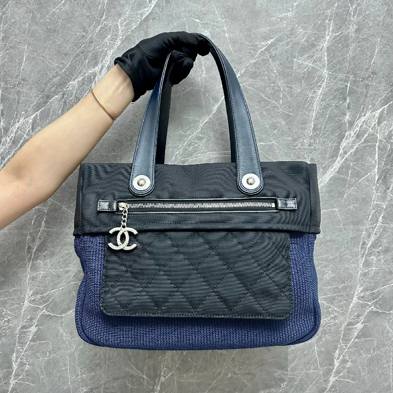 Chanel Small Crossbody Bag for TravelLarge Tote Black Navy Blue SHW