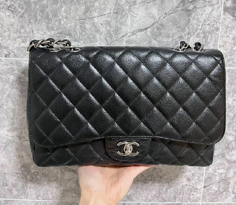 Chanel Small Crossbody Bag for TravelDiscounted** Classic Flap Bag Black Caviar SHW ( Jumbo )