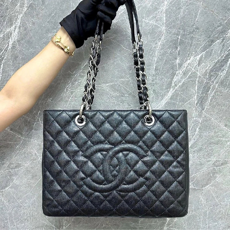 Chanel Chain Strap Handbag for Everyday Use*No 20* GST Grand Shopping Tote Caviar Black SHW No 20