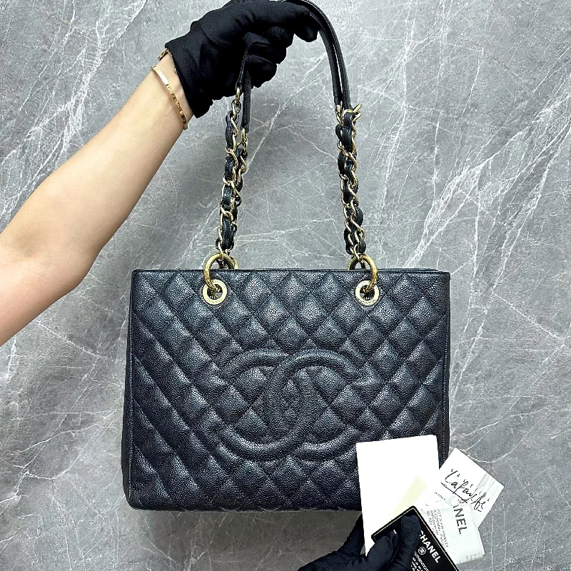 Chanel Handbag with Adjustable Strap for Comfort*Receipt* GST Caviar Grand Shopping Tote Black GHW No 17